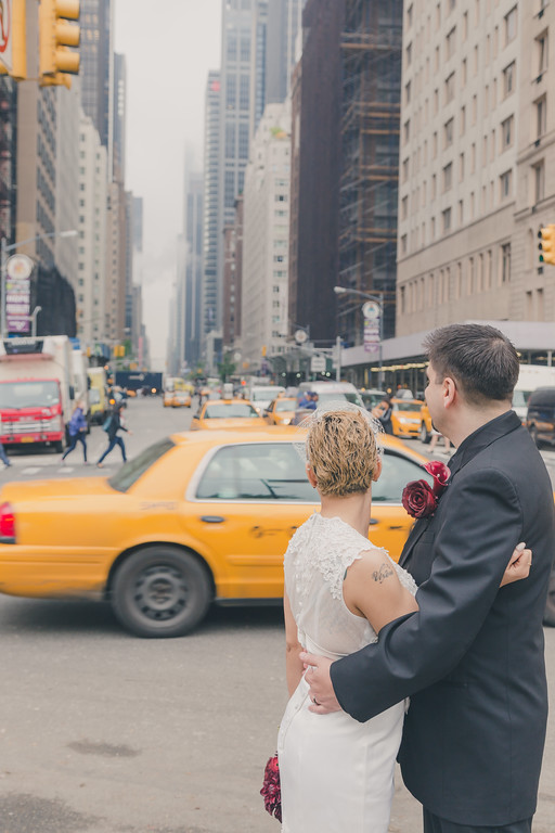 Newlyweds on a New York City street - Central Park Wedding - New York City