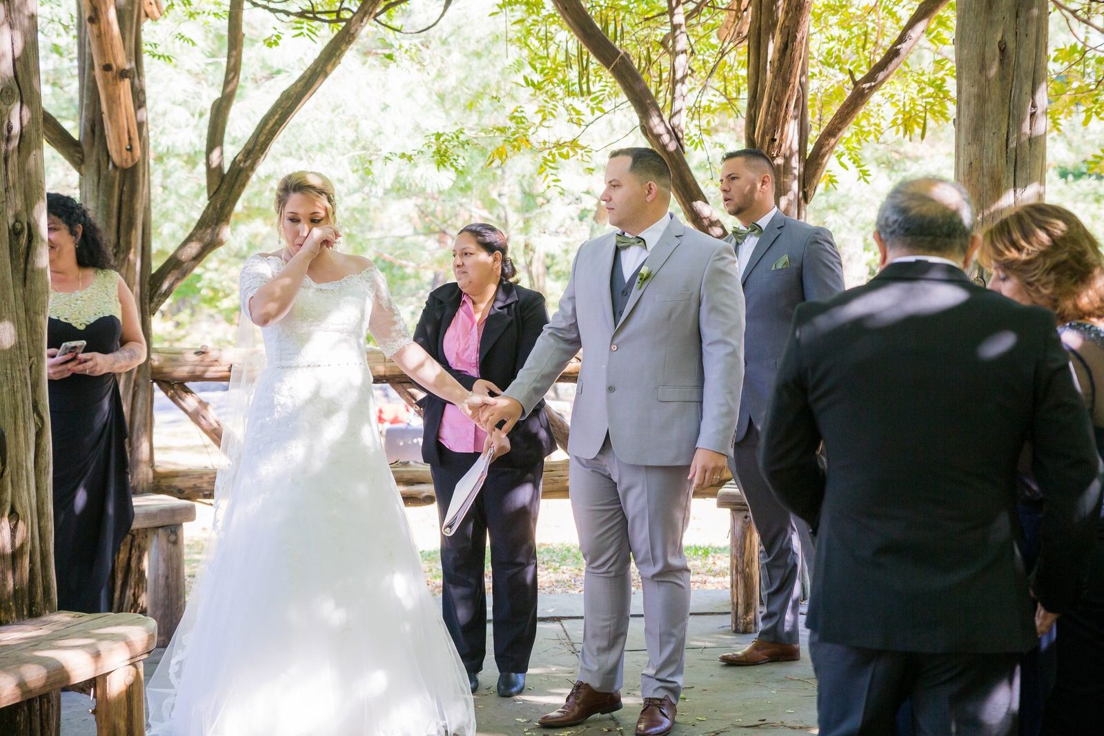 Tears of joy during the vows at Cop Cot - Central Park Wedding - New York City