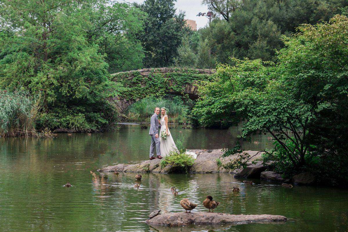 The skyline at Gapstow Bridge - Central Park Wedding - New York City