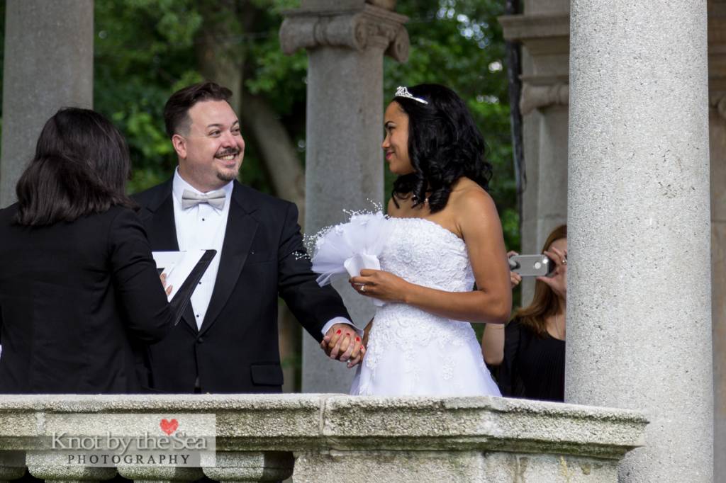 Couple exchanging vows at a gazebo in New Jersey