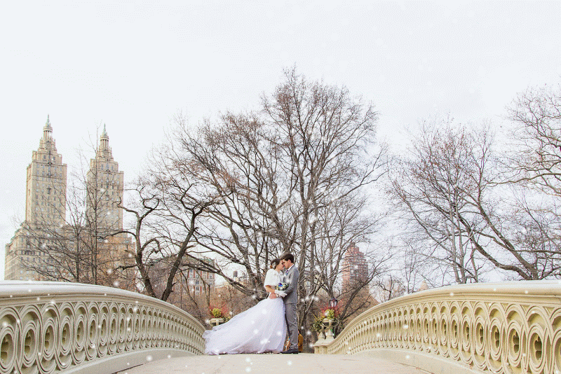Snow Winter Central Park Wedding NYC